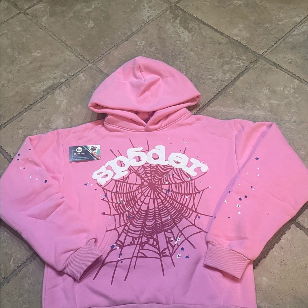 Unisex Light Pink Web Og Spider Hoodie